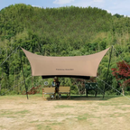 Hexagon Black PU Coated Oxford Tarp - Khaki