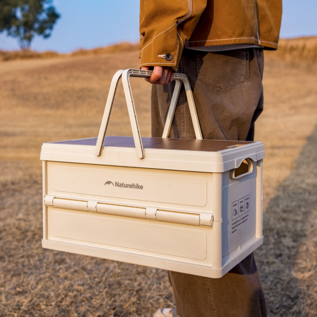 Naturehike Ling Yue Folding Storage Box With Handle 25L- Light Beige