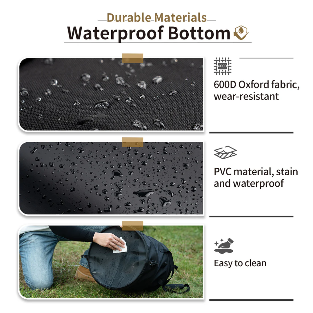 OneTigris Camping 45L Folding Trash Can - Black