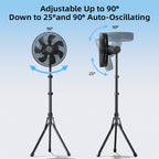 Lemoistar FT11 16000mAh Ultra-Quiet 12-inch Adjustable Tripod Fan