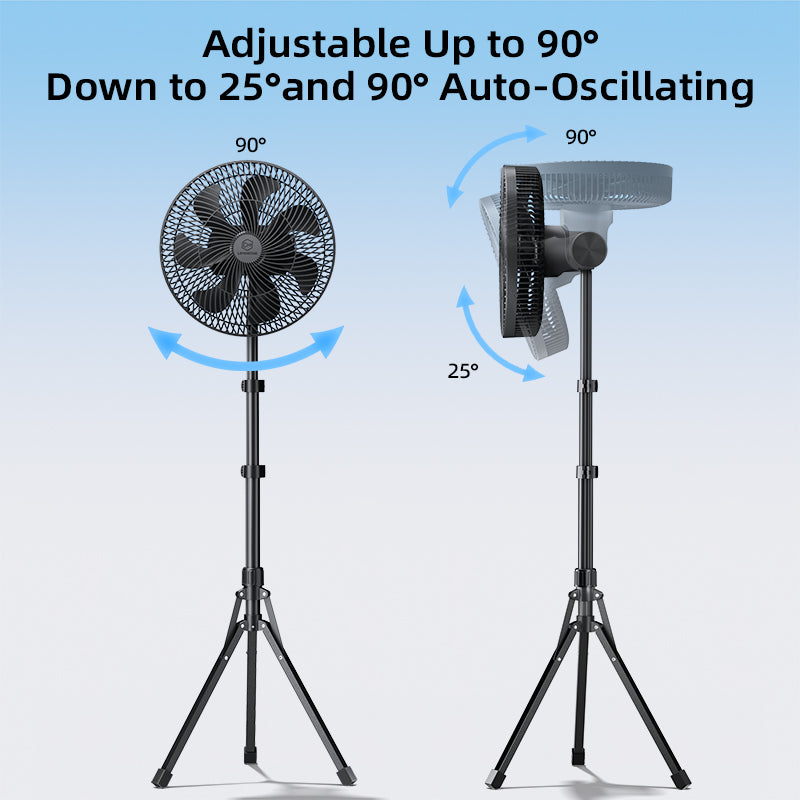 Lemoistar FT11 16000mAh Ultra-Quiet 12-inch Adjustable Tripod Fan