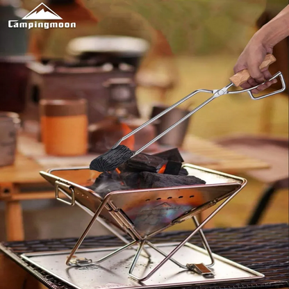 Campingmoon Stainless Steel Fireplace Firewood Tongs