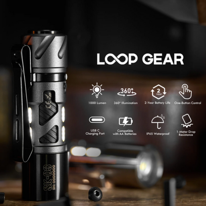 Loop Gear EDC Flashlight 1000 Lumen 120 Meters 360° Illuminating