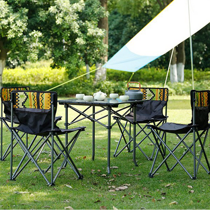 Hewolf 5pcs Set Camping Foldable Table and Chairs