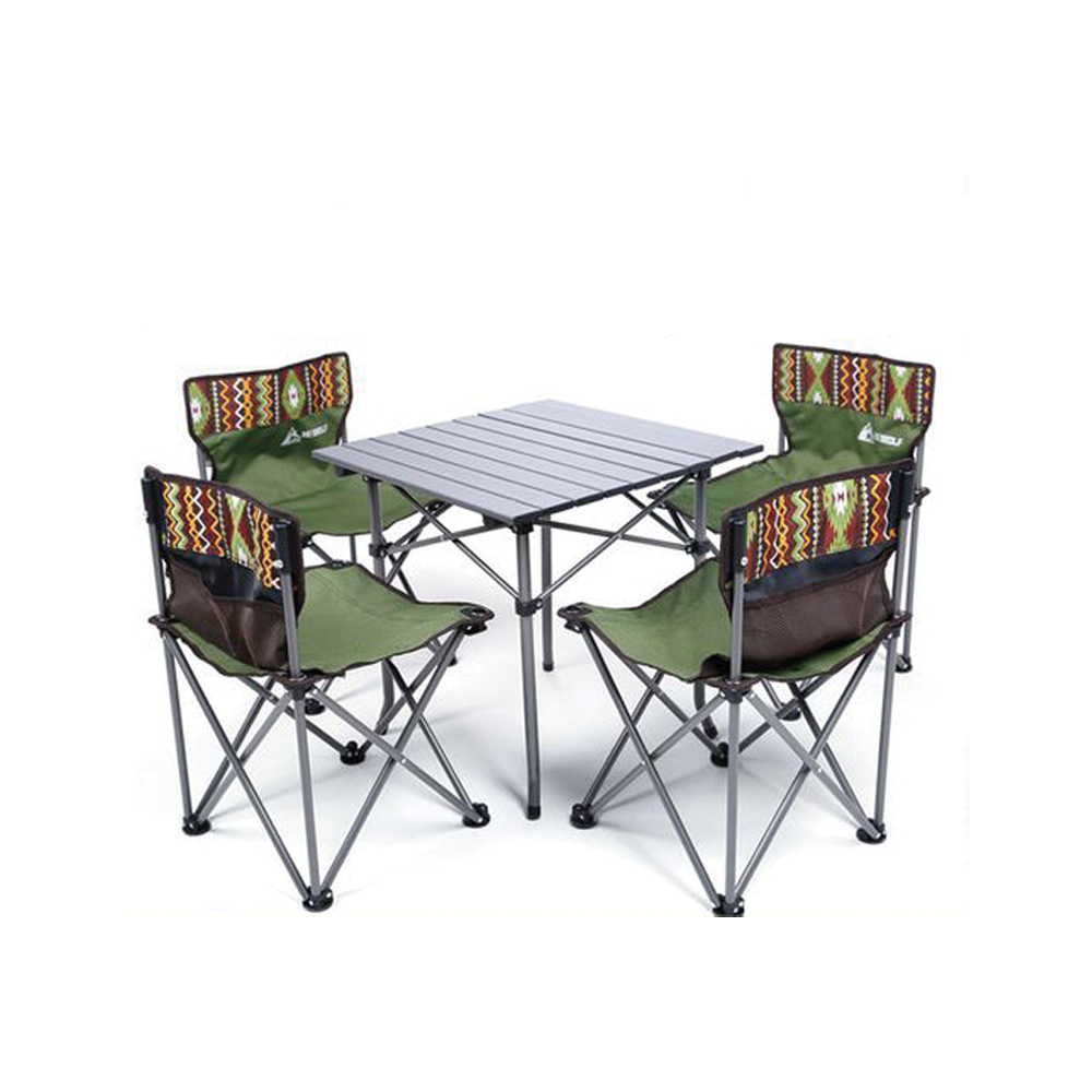 Hewolf 5pcs Set Camping Foldable Table and Chairs