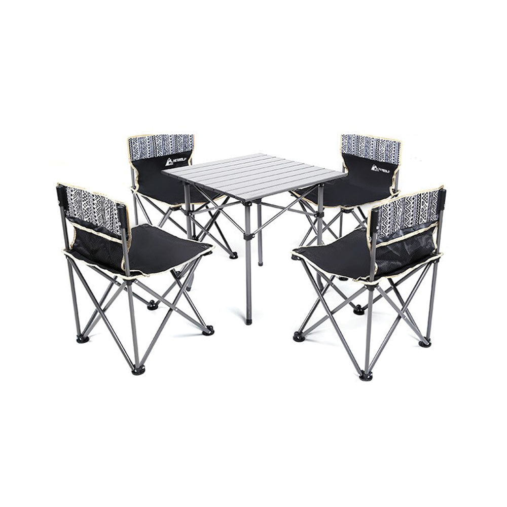 Hewolf 5pcs Set Camping Foldable Table and Chairs