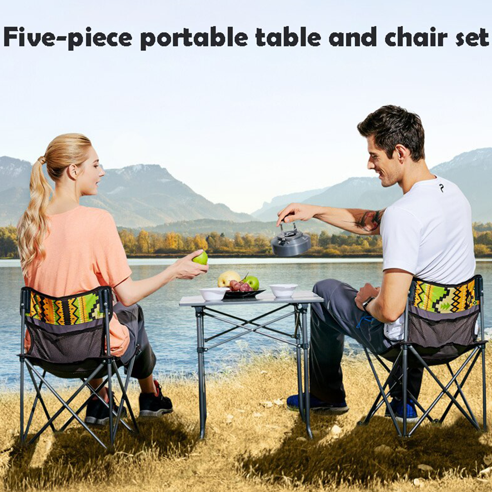 Hewolf 5pcs Set Camping Foldable Table and Chairs