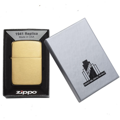 Zippo Replica Brushed Brass Refillable Windproof Lighter - 1941B