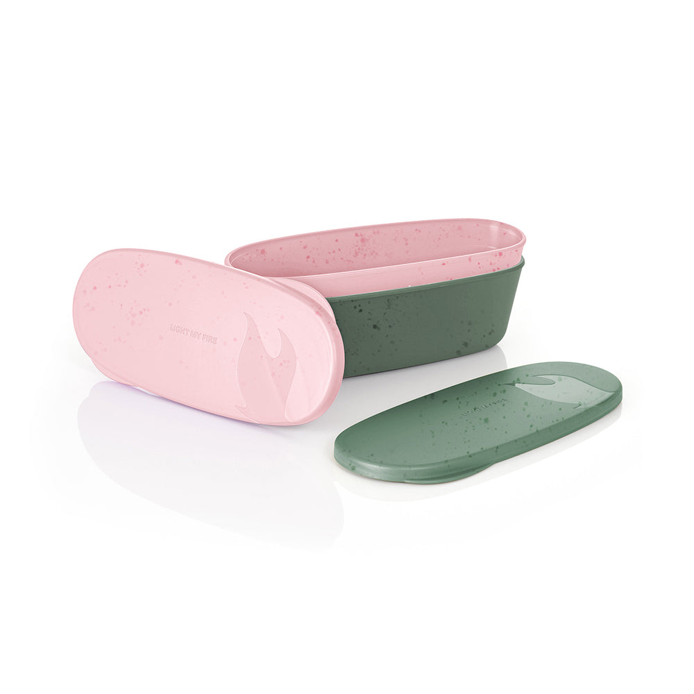 Light My Fire SnapBox oval BIO 2-pack - sandygreen/dustypink