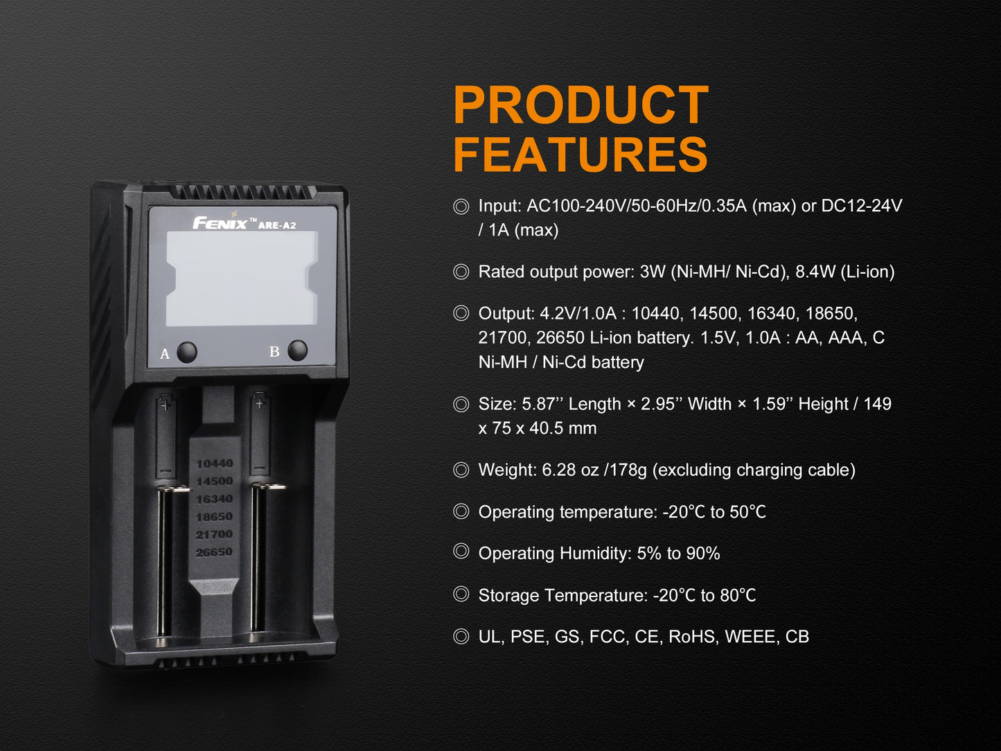 Fenix ARE-A2 Battery Charger