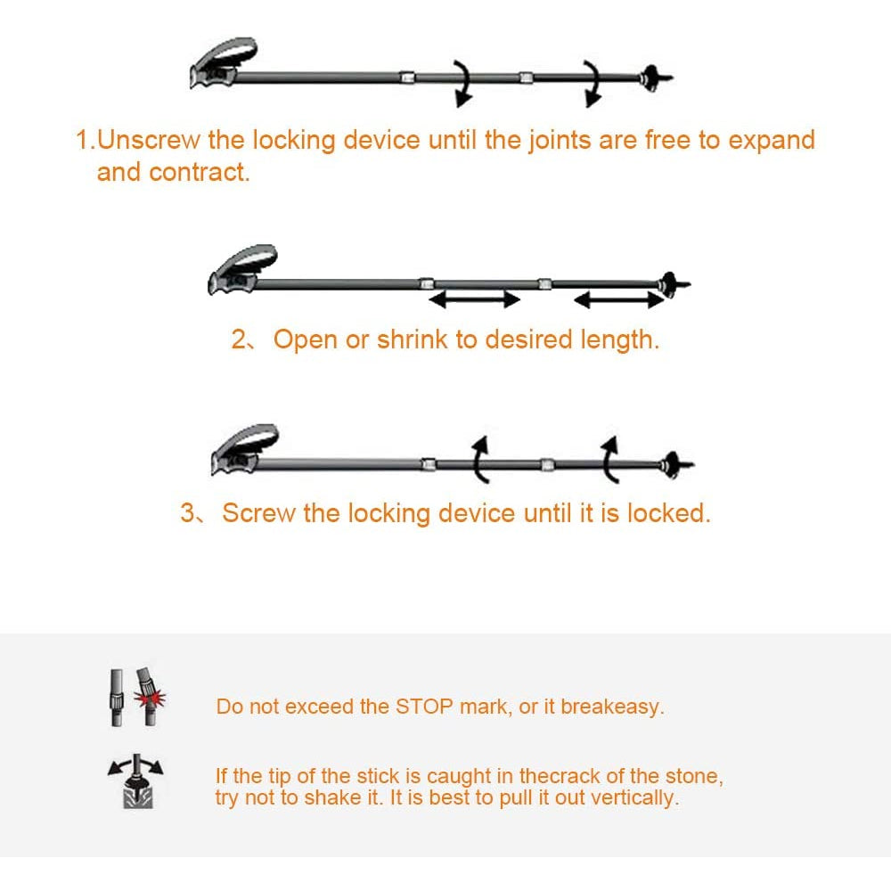 CSTUR Aluminum Trekking Poles Cane- Black