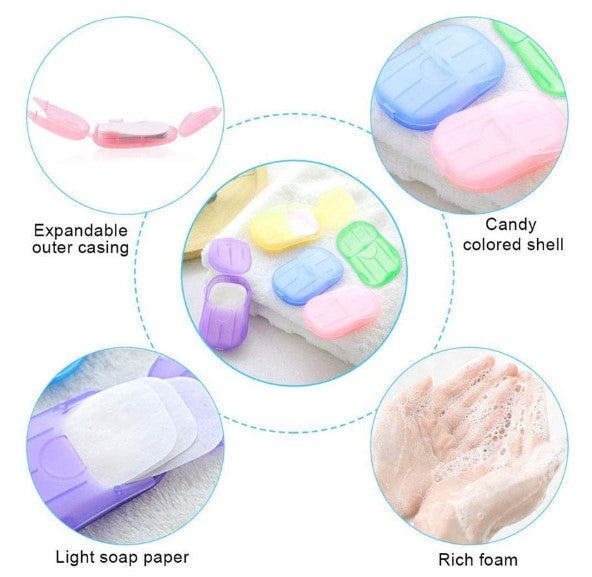 Travel Disposable Soap Tablets Boxed Soap Paper Portable Hand Washing Tablets Travel Carry Soap Paper