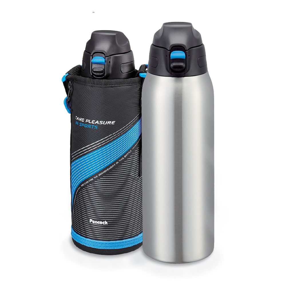 Peacock 1.0L Sport Bottle With Pouch - Blue