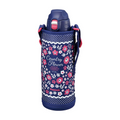 Peacock 1.0L Sport Bottle With Pouch - Navy Flower