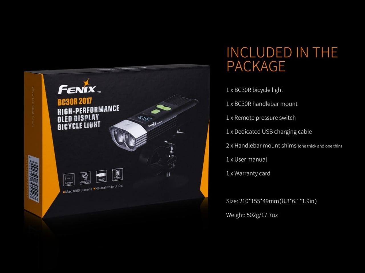 Fenix BC30R USB Rechargable Bicycle Light