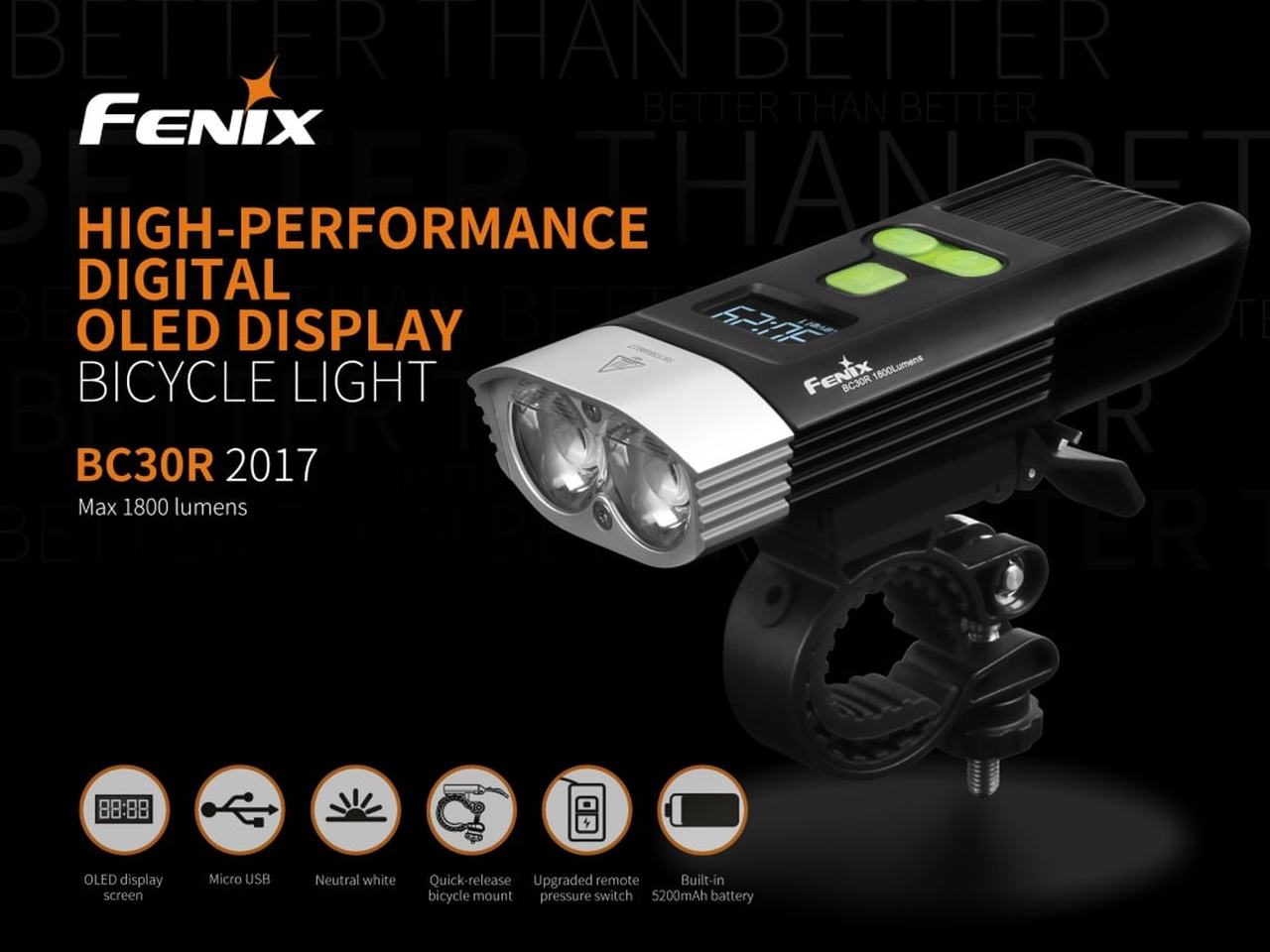 Fenix BC30R USB Rechargable Bicycle Light