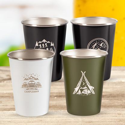 Camp Leader 4 Pcs Stainless Steel Cup - Black