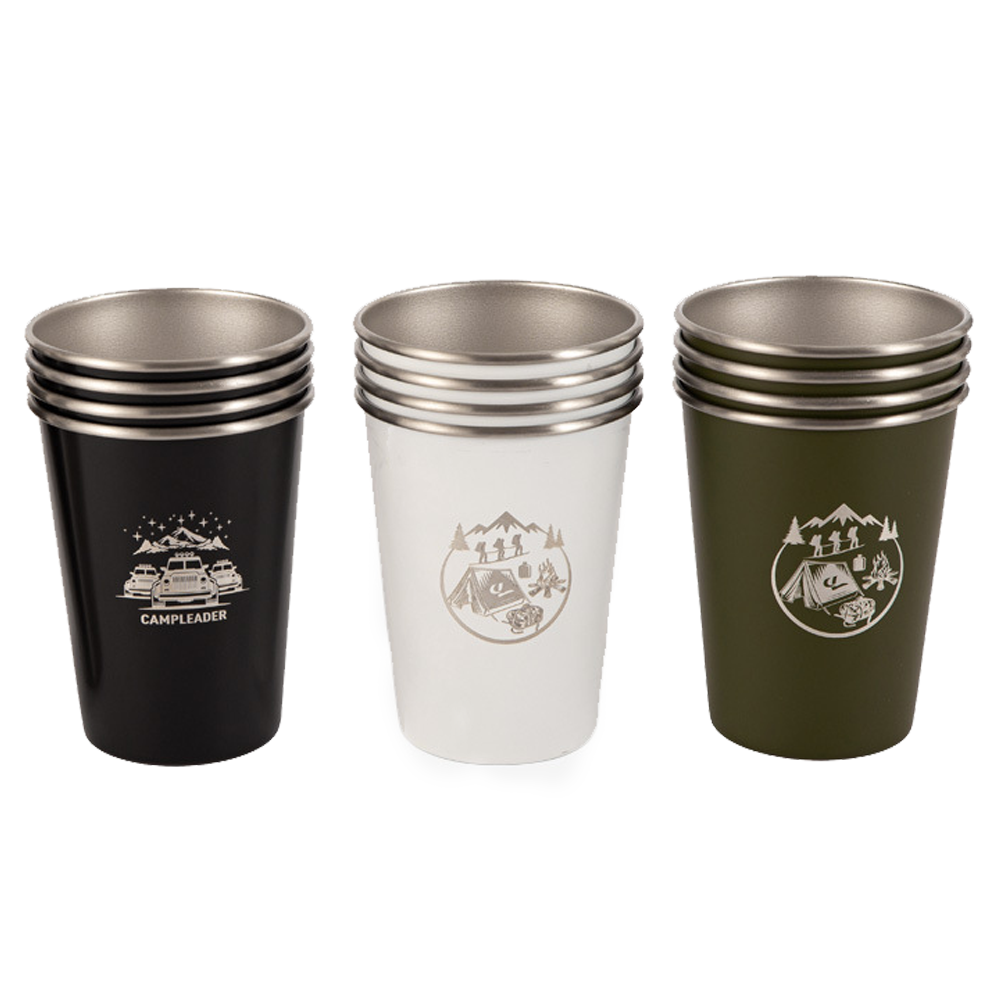 Camp Leader 4 Pcs Stainless Steel Cup - Black