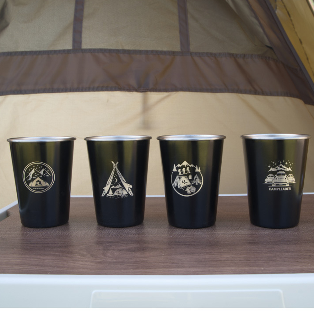 Camp Leader 4 Pcs Stainless Steel Cup - Green
