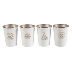 Camp Leader 4 Pcs Stainless Steel Cup - White