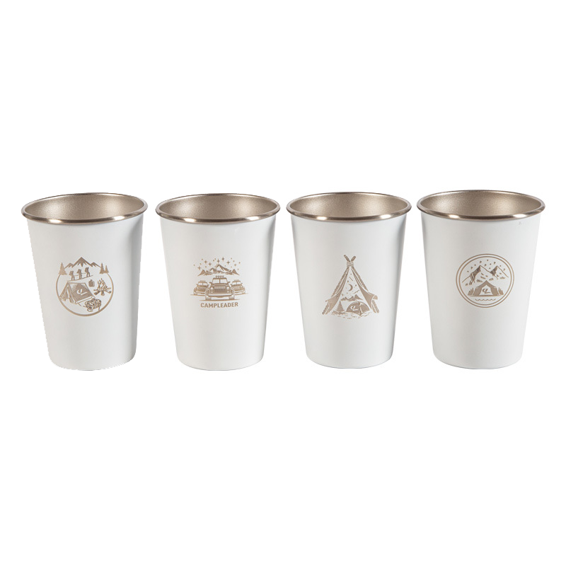 Camp Leader 4 Pcs Stainless Steel Cup - White