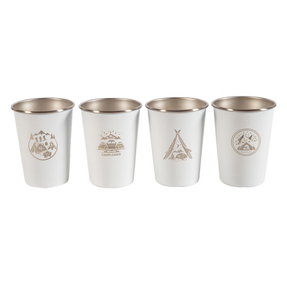 Camp Leader 4 Pcs Stainless Steel Cup - White