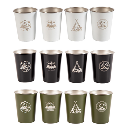 Camp Leader 4 Pcs Stainless Steel Cup - Black