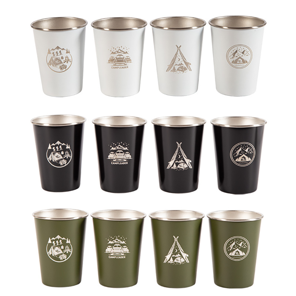 Camp Leader 4 Pcs Stainless Steel Cup - Green