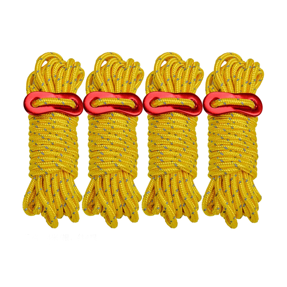 Camp Leader 4 Pcs Reflective Rope 4MM - YELLOW