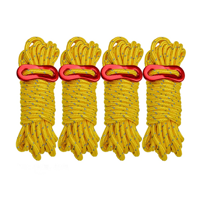 Camp Leader 4 Pcs Reflective Rope 4MM - YELLOW