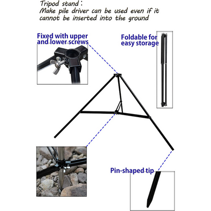 Campingmoon Lantern Pile Driver with Tripod Stand and Storage Bag