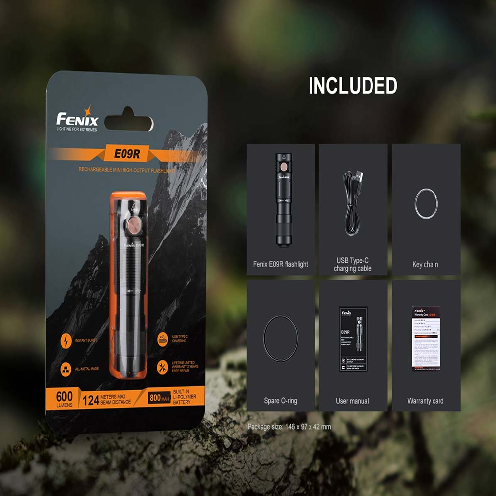 Fenix E09R Rechargeable Flashlight - 600 Lumens