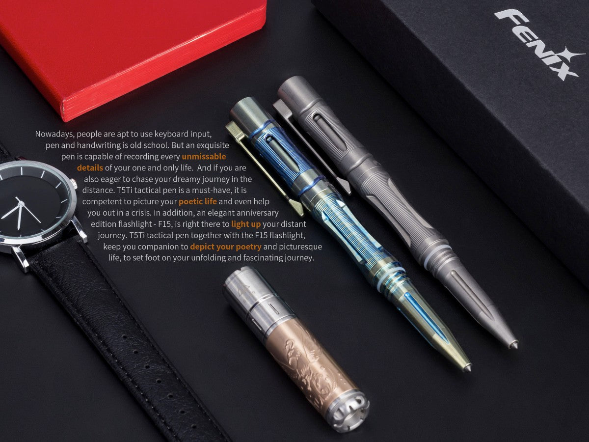 Fenix T5TI Tactical Pen & 15TH F/Light Set Grey