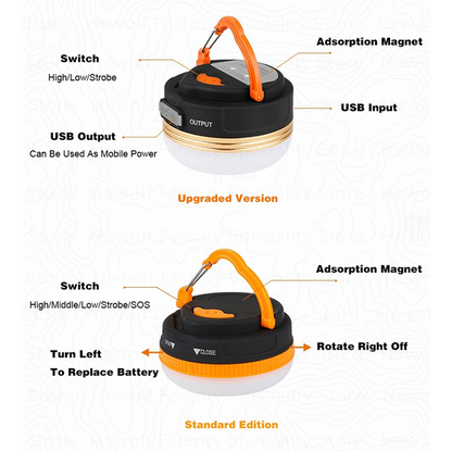 Hewolf Multifunction Carrying Camping Light - Upgraded