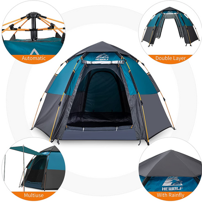 Hewolf 3-5 Person Automatic System Large Outdoor Camping Tent