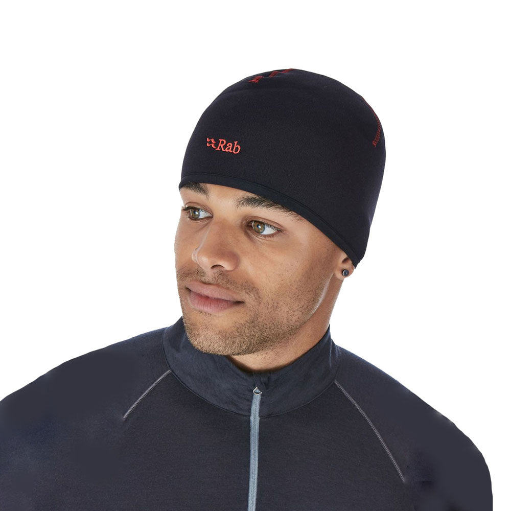 Rab Powerstretch Beanie – Black/Red Logo