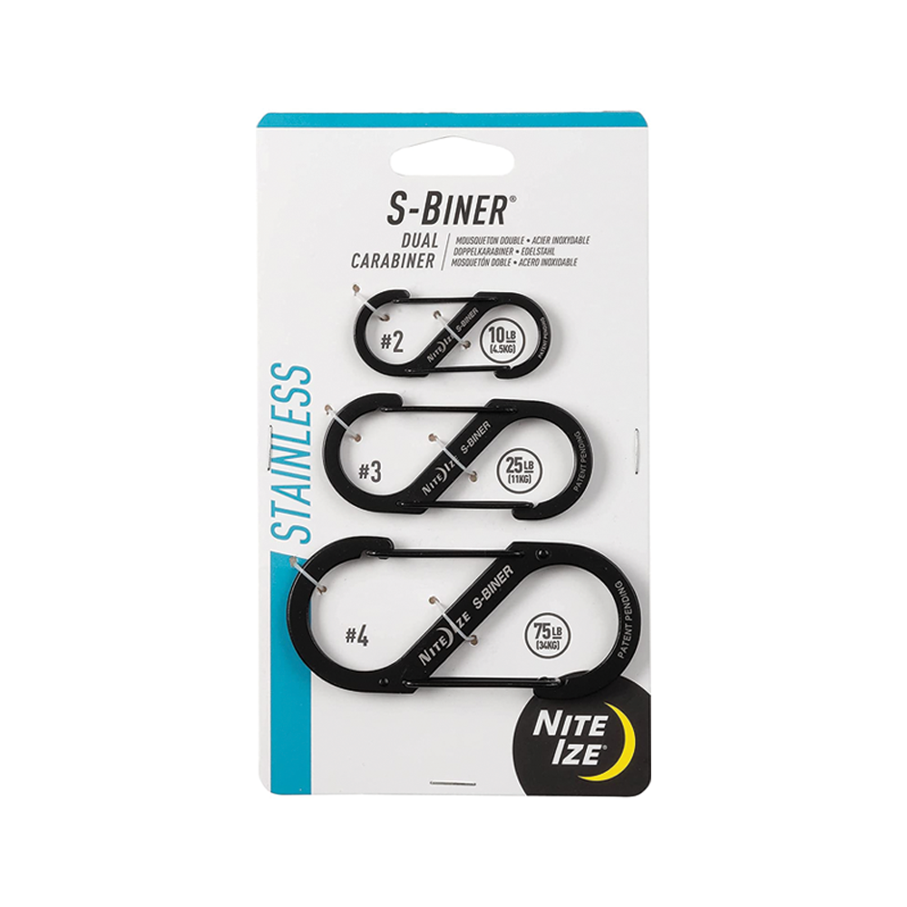 Nite Ize S-Biner® Stainless Steel Dual Carabiner Combo 3 Pack - Black