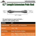 Campingmoon 4.7-inch Length Extension Pole Rod for Camping Lantern