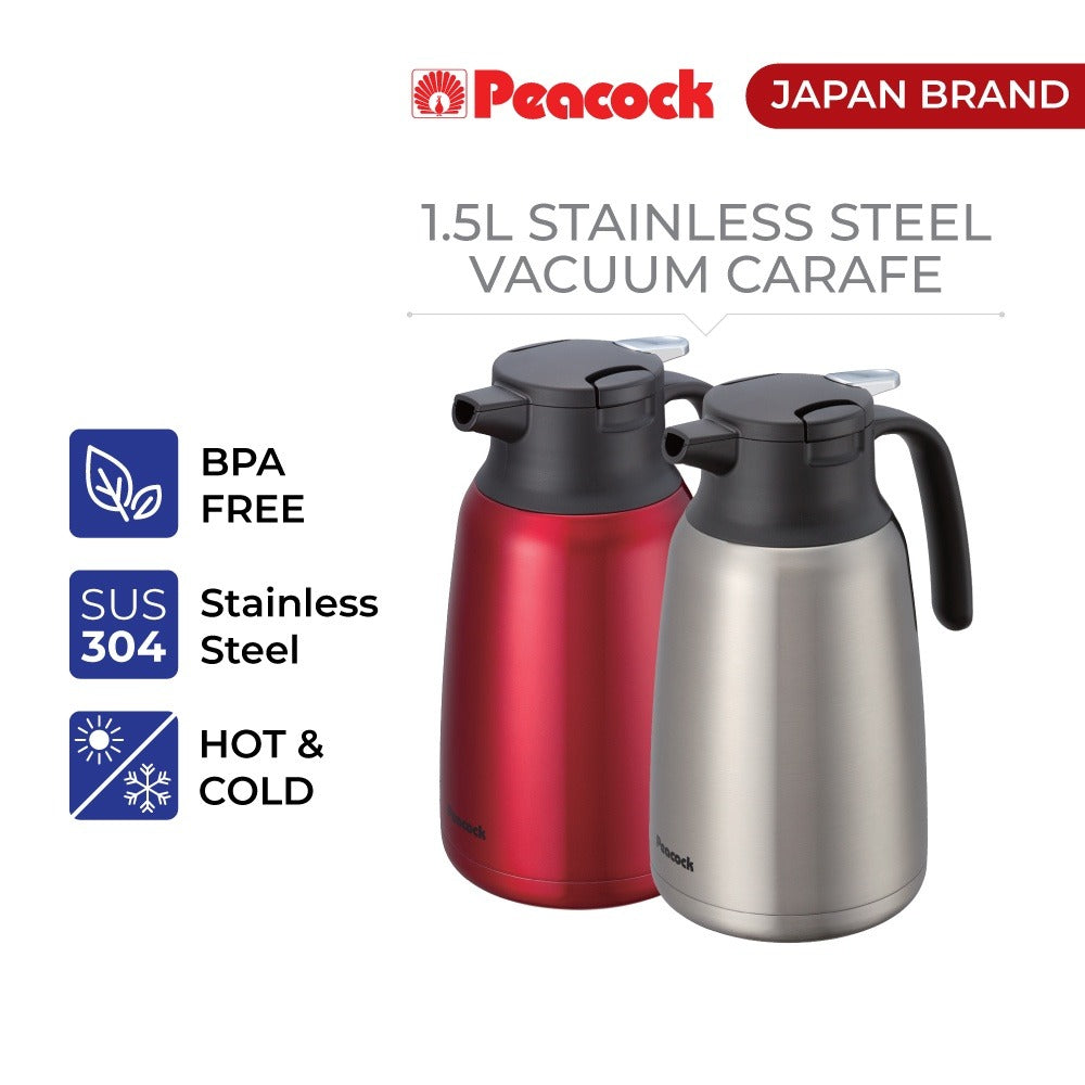 Peacock 1.5L Stainless Steel Vacuum Carafe - Stainless Steel