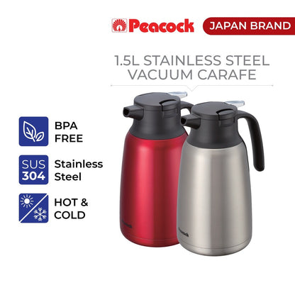Peacock 1.5L Stainless Steel Vacuum Carafe - Stainless Steel