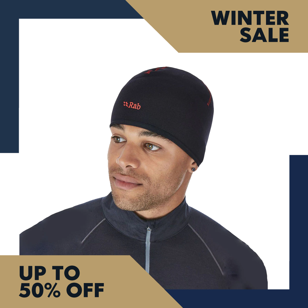 Rab Powerstretch Beanie - Black/Red Logo