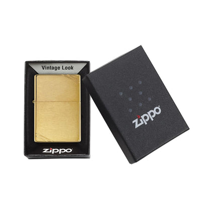 Zippo 240 Brushed Brass Vintage With Slashes