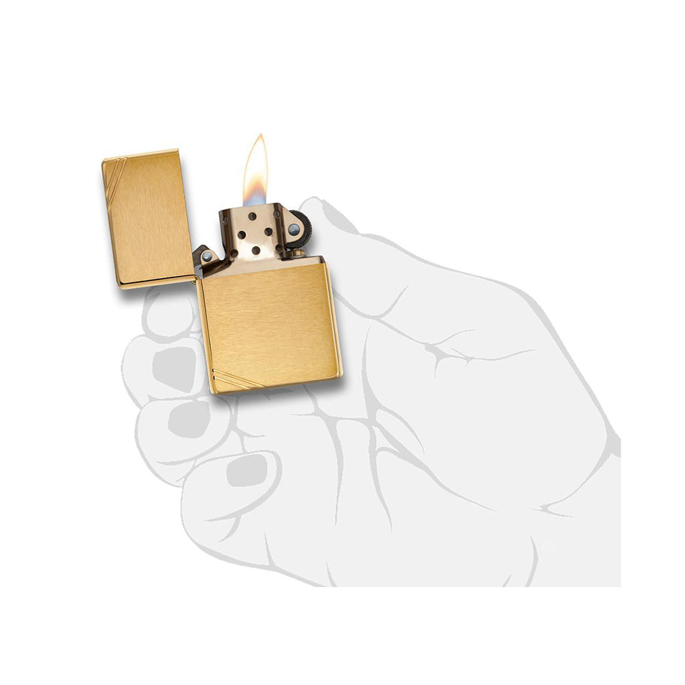 Zippo 240 Brushed Brass Vintage With Slashes